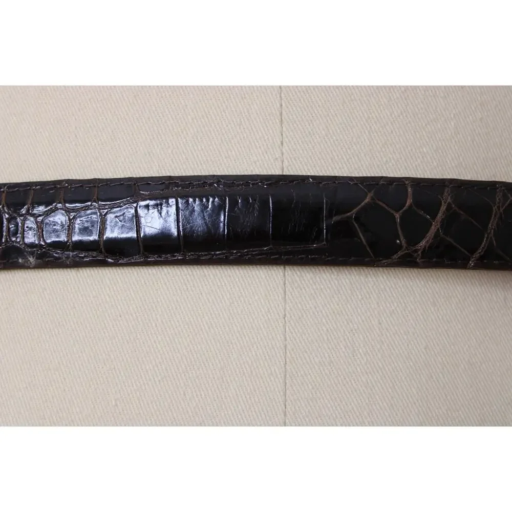 Vintage Brooks Brothers Genuine Alligator Belt Dark Brown USA Size 42 7/8
